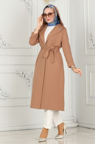 moda selvim Overcoat 4422AL357 Tan - Thumbnail