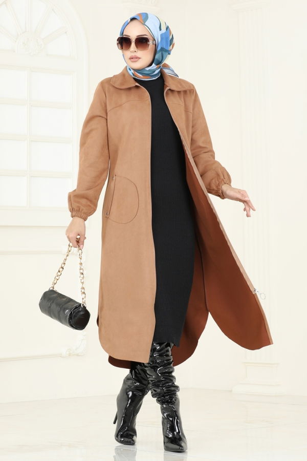 Modaselvim Overcoat / Coat Overcoat 4438AL357 Light Tan