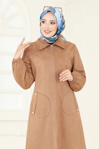 moda selvim Overcoat 4438AL357 Light Tan - Thumbnail