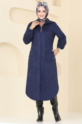 moda selvim Overcoat 4438AL357 Navy Blue - Thumbnail