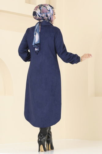 moda selvim Overcoat 4438AL357 Navy Blue - Thumbnail