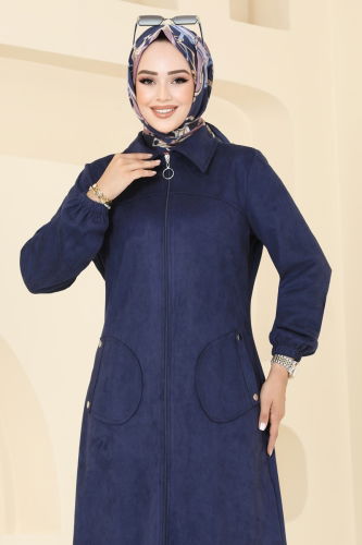 moda selvim Overcoat 4438AL357 Navy Blue - Thumbnail