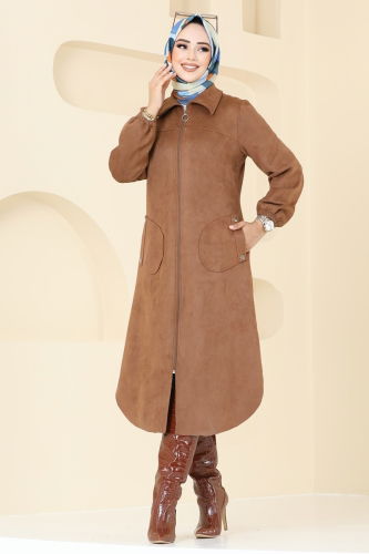 moda selvim Overcoat 4438AL357 Tan - Thumbnail