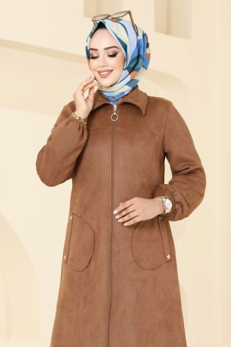 moda selvim Overcoat 4438AL357 Tan - Thumbnail