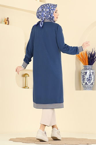 moda selvim Overcoat 4518PM271 Indigo - Thumbnail