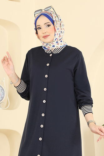 moda selvim Overcoat 4518PM271 Navy Blue - Thumbnail