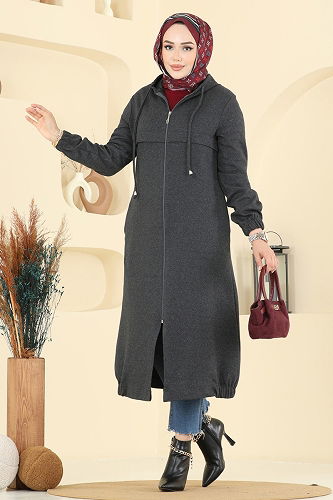 moda selvim Overcoat 462DVL817 Anthracite - Thumbnail