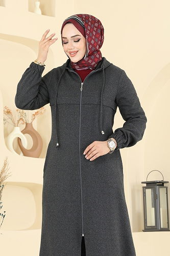 moda selvim Overcoat 462DVL817 Anthracite - Thumbnail