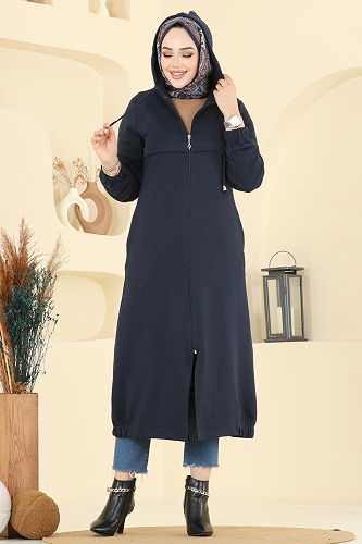 moda selvim Overcoat 462DVL817 Navy Blue - Thumbnail