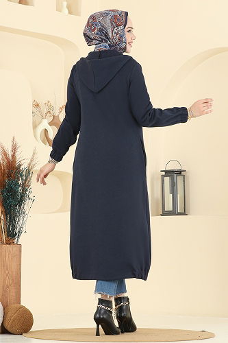moda selvim Overcoat 462DVL817 Navy Blue - Thumbnail