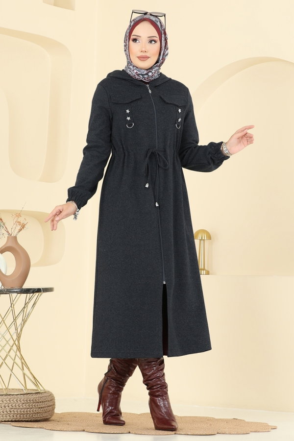 Overcoat 467DVL817 Anthracite - Moda Selvim