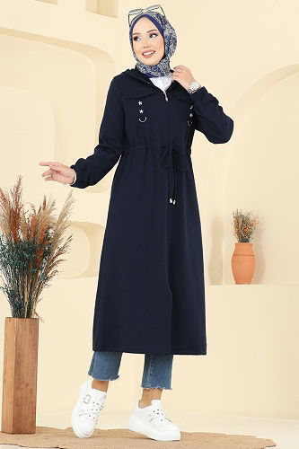 moda selvim Overcoat 467DVL817 Navy Blue - Thumbnail