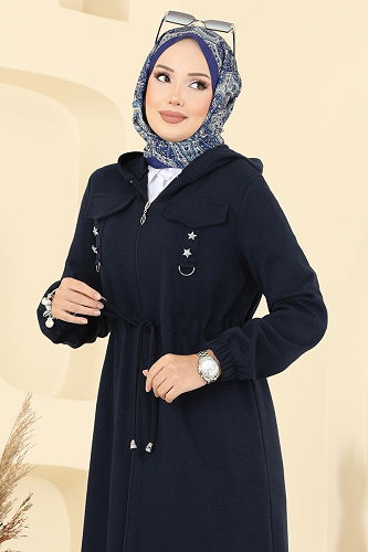 moda selvim Overcoat 467DVL817 Navy Blue - Thumbnail