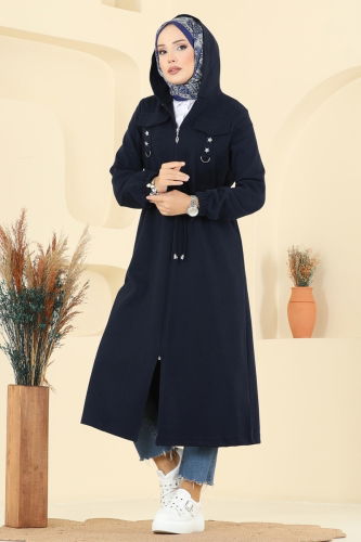 D.V.L. - Overcoat 467DVL817 Navy Blue