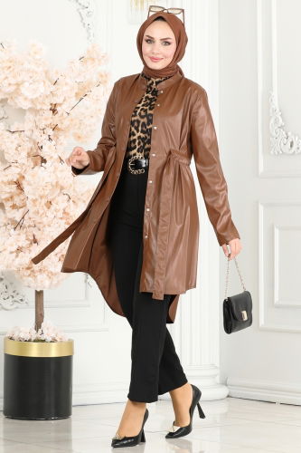 moda selvim Overcoat 468MSM187 Tan - Thumbnail