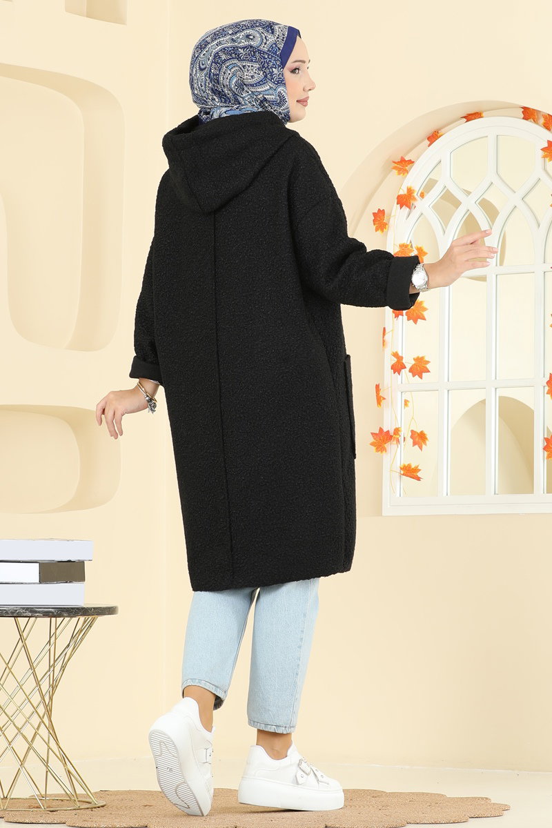 Overcoat 4739ZNK1009 Black - Moda Selvim