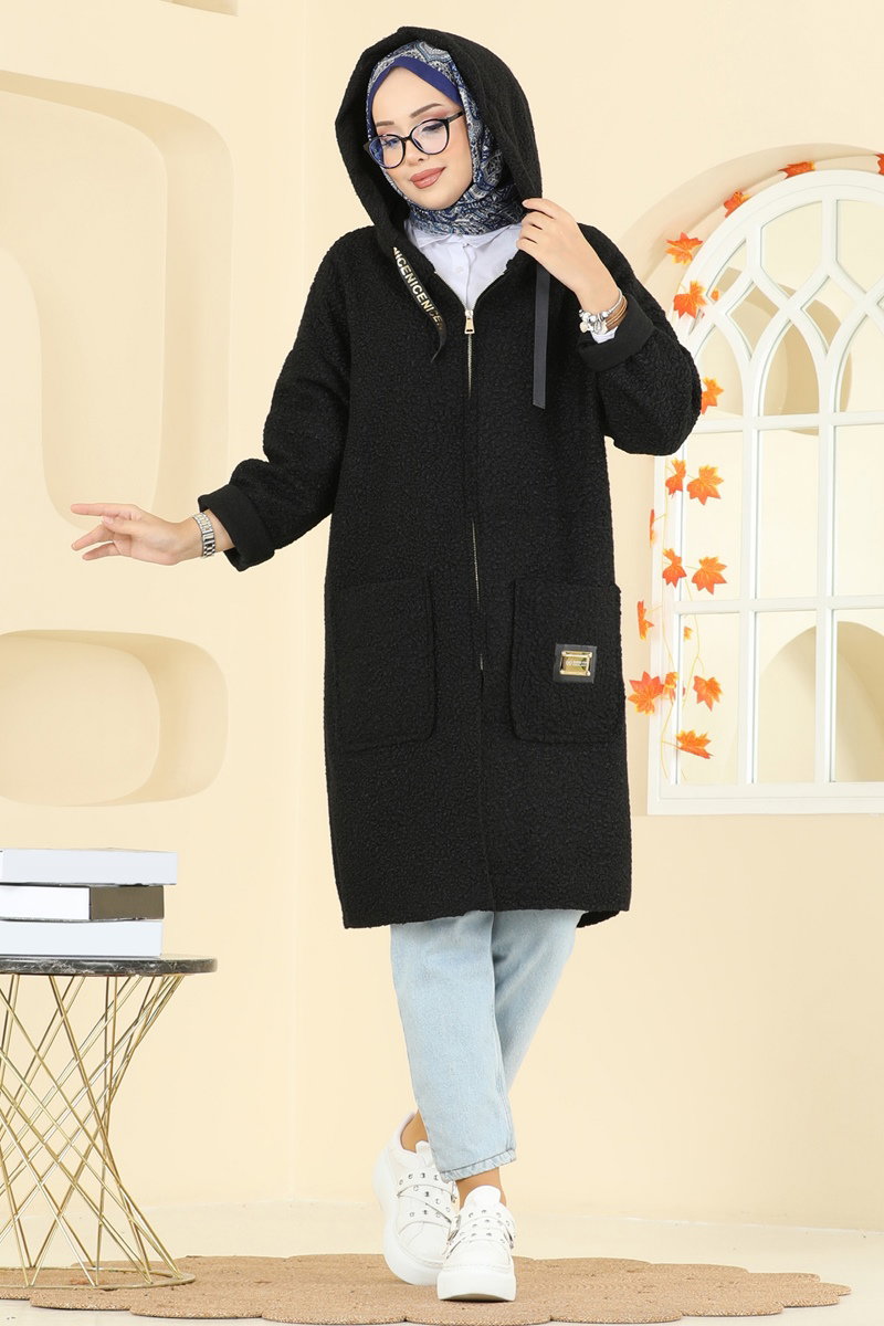 Overcoat 4739ZNK1009 Black - Moda Selvim