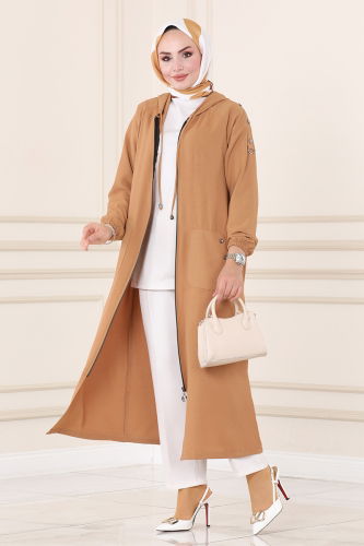 moda selvim Overcoat 501MSM187 Latte - Thumbnail