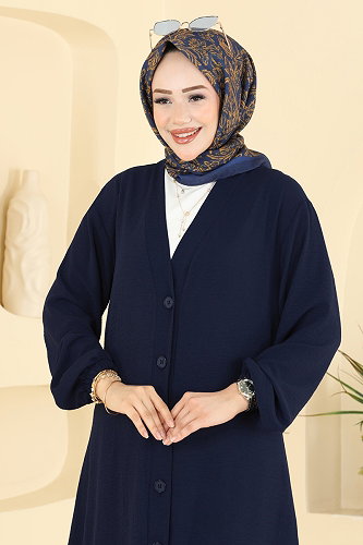 moda selvim Overcoat 5044MP806 Dark Navy Blue - Thumbnail