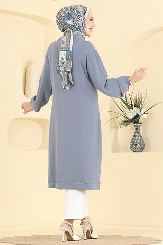 moda selvim Overcoat 5044MP806 Gray - Thumbnail