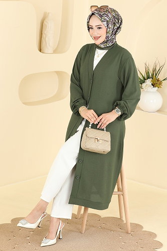 moda selvim Overcoat 5044MP806 Khaki - Thumbnail