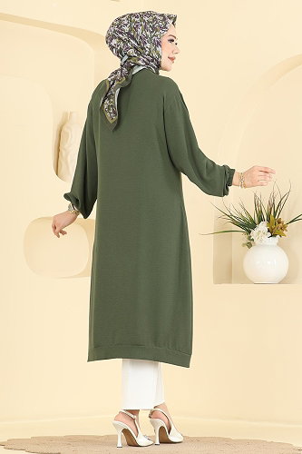 moda selvim Overcoat 5044MP806 Khaki - Thumbnail