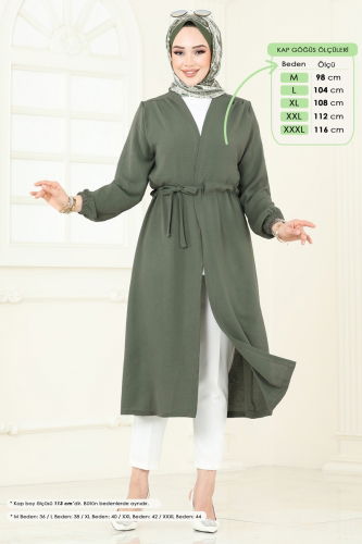 moda selvim Overcoat 5097UZ662 Khaki - Thumbnail