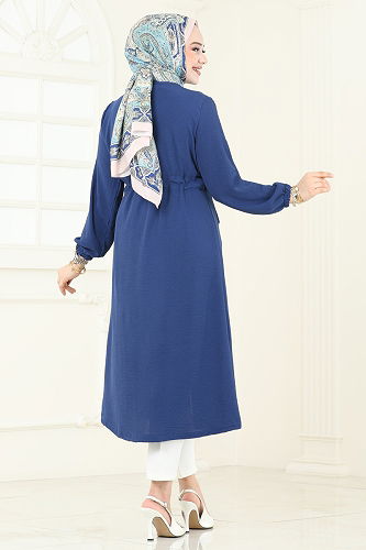 moda selvim Overcoat 5097UZ662 Navy Blue - Thumbnail