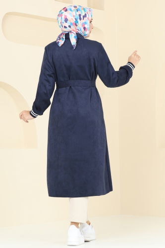 moda selvim Overcoat 5281AL357 Navy Blue - Thumbnail