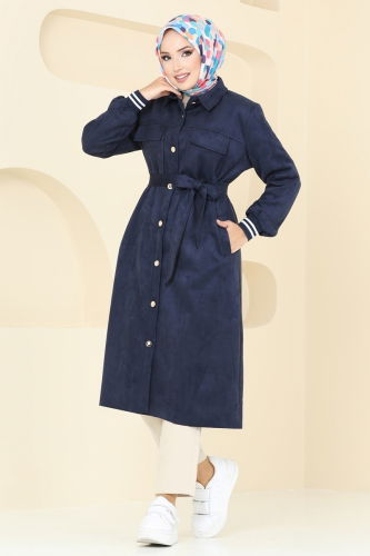 moda selvim Overcoat 5281AL357 Navy Blue - Thumbnail