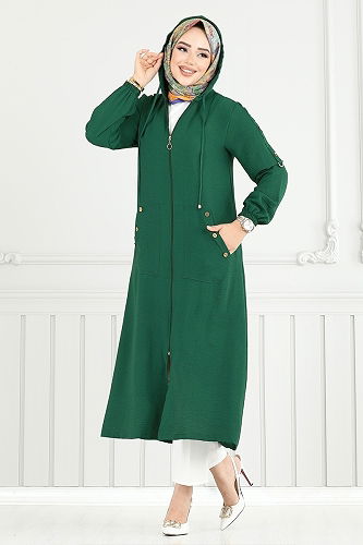 moda selvim Overcoat 5318NFC915-M Emerald - Thumbnail