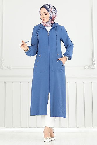 moda selvim Overcoat 5318NFC915-M Indigo - Thumbnail