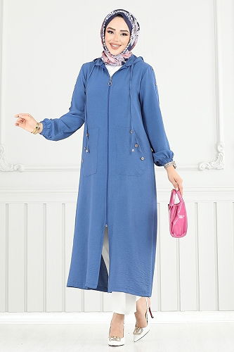 moda selvim Overcoat 5318NFC915-M Indigo - Thumbnail