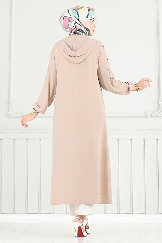 moda selvim Overcoat 5318NFC915-M Stone - Thumbnail