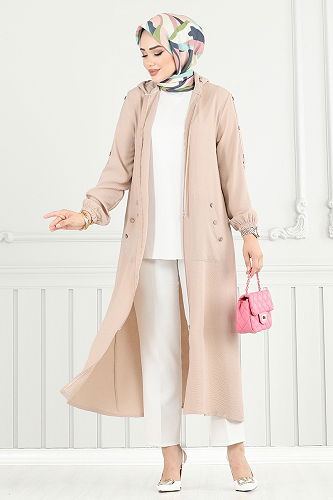 moda selvim كاب بيج 5318NFC915-M - Thumbnail