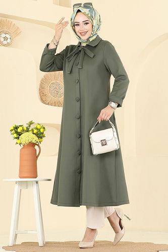 moda selvim Overcoat 5620EDF311 Khaki - Thumbnail