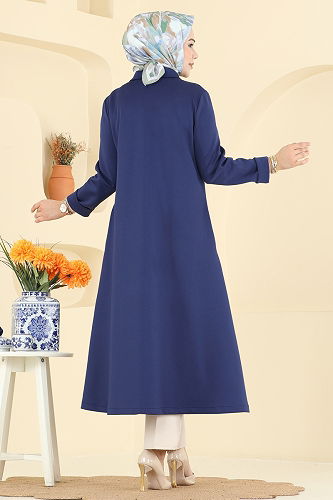 moda selvim Overcoat 5620EDF311 Navy Blue - Thumbnail