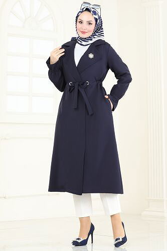 moda selvim Overcoat 5653EDF311 Navy Blue - Thumbnail