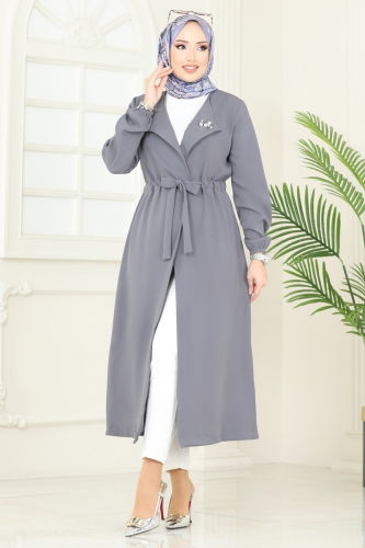 moda selvim Overcoat 5669EDF311 Gray - Thumbnail