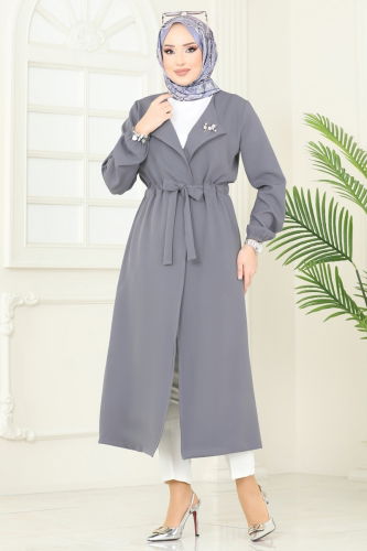 moda selvim Overcoat 5669EDF311 Gray - Thumbnail