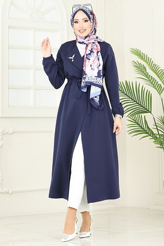 moda selvim Overcoat 5669EDF311 Navy Blue - Thumbnail