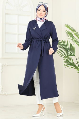 moda selvim Overcoat 5669EDF311 Navy Blue - Thumbnail