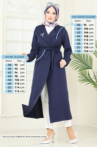 moda selvim Overcoat 5669EDF311 Navy Blue - Thumbnail