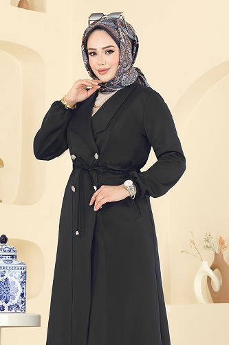moda selvim Overcoat 5721EDF311 Black - Thumbnail
