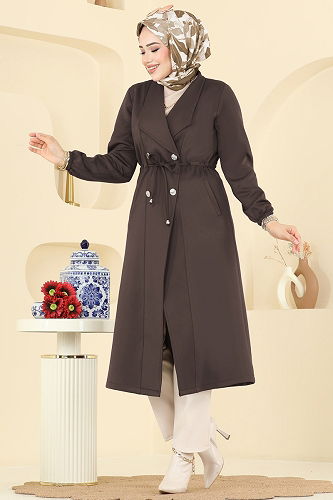 moda selvim Overcoat 5721EDF311 Brown - Thumbnail
