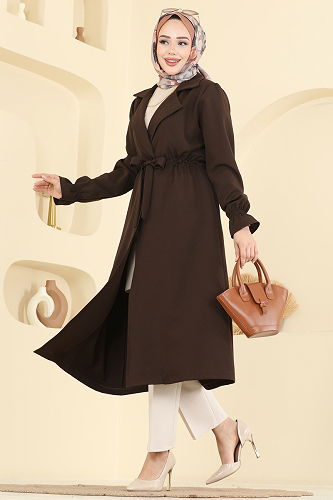 moda selvim Overcoat 5732EDF311 Dark Brown - Thumbnail