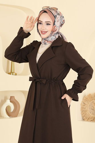 moda selvim Overcoat 5732EDF311 Dark Brown - Thumbnail