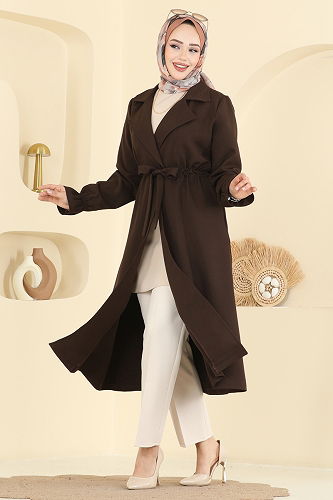 moda selvim Overcoat 5732EDF311 Dark Brown - Thumbnail