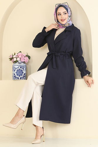 moda selvim Overcoat 5732EDF311 Navy Blue - Thumbnail