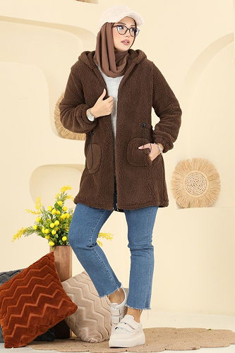 moda selvim Overcoat 6039TEG847 Brown - Thumbnail